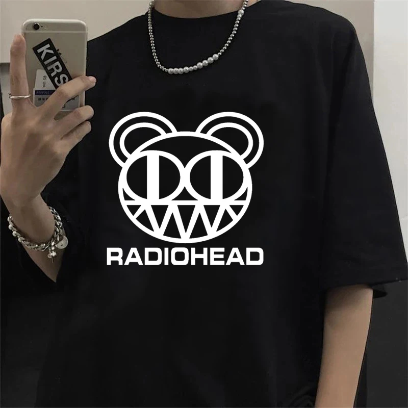 Radiohead t shirt t-shirt male ulzzang aesthetic graphic tees casual japanese tshirt white t shirt kawaii