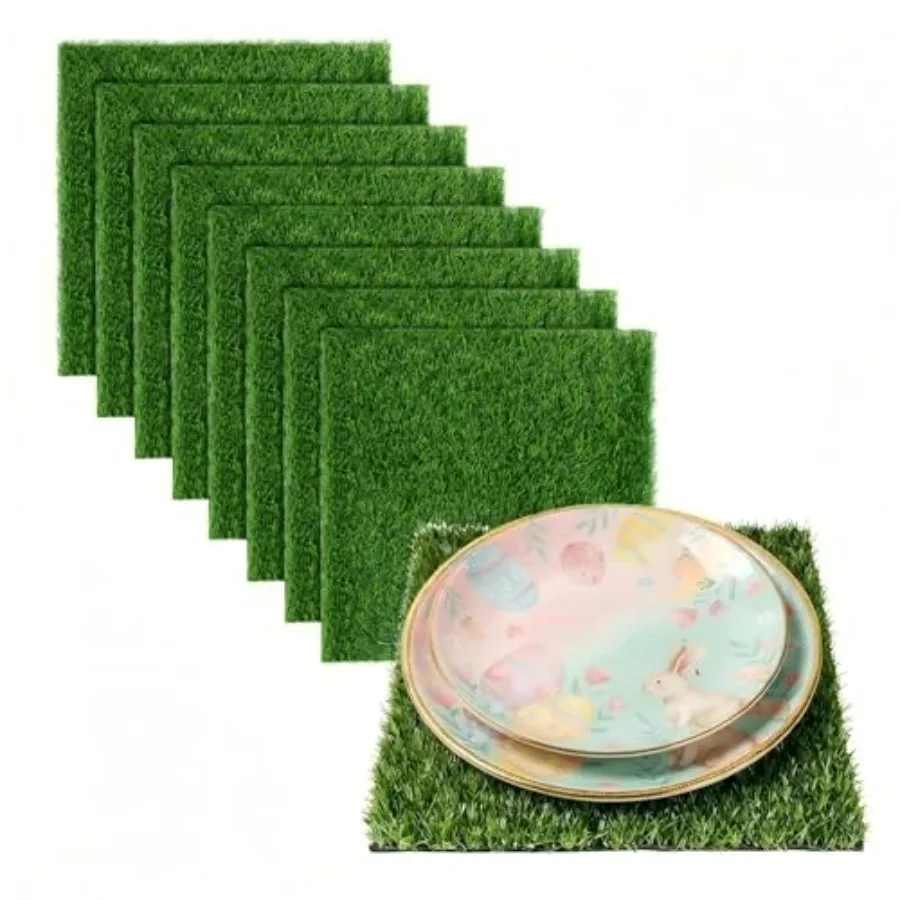 

Artificial Grass Square Mats 12x12 in Green Modular Turf Patch for Easter Football Golf Party Table Centerpiece DIY Crafts