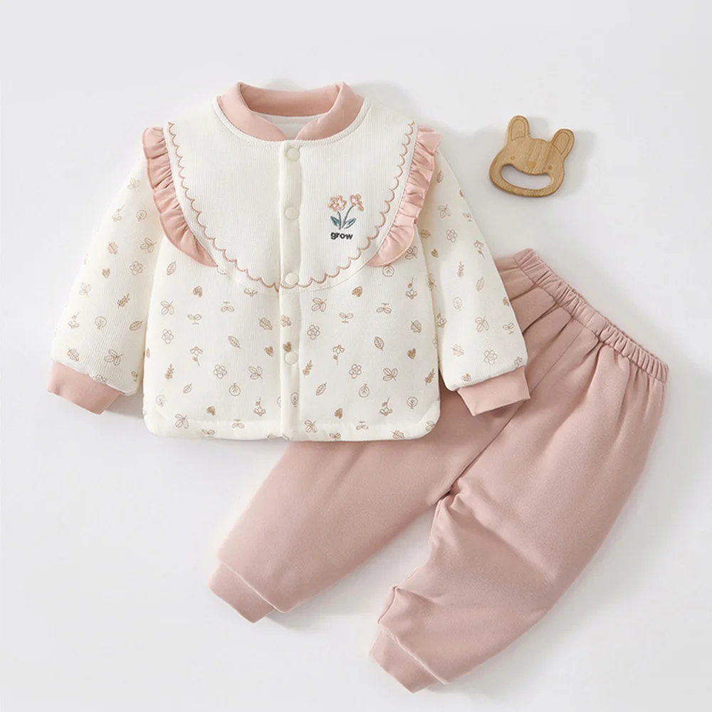 

Baby Girl Winter Clothes Quilted Warm Fall Long Sleeve Tops Pants Two Pieces Baby Girl Christmas Outfit 1st Birthday Infant Sets