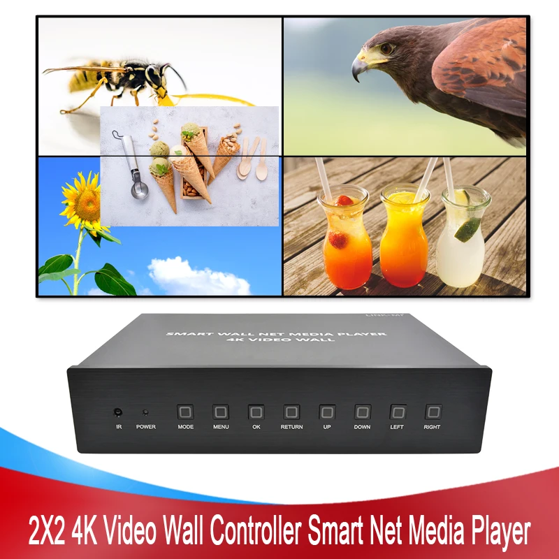 

4-TV 2X2 4K Video Wall Controller for Commercial Displays Smart Net Media Player