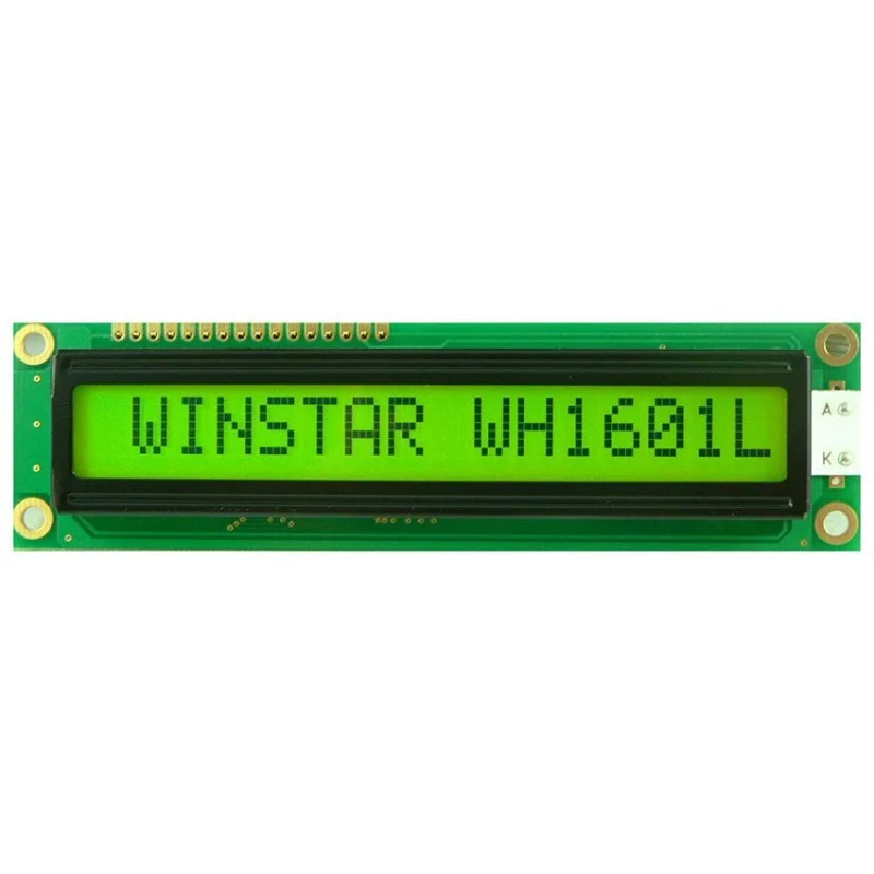 

WH1601L is 16 characters with 1 row LCD alphanumeric display module.built in with ST7066 controller IC, screen green backlight