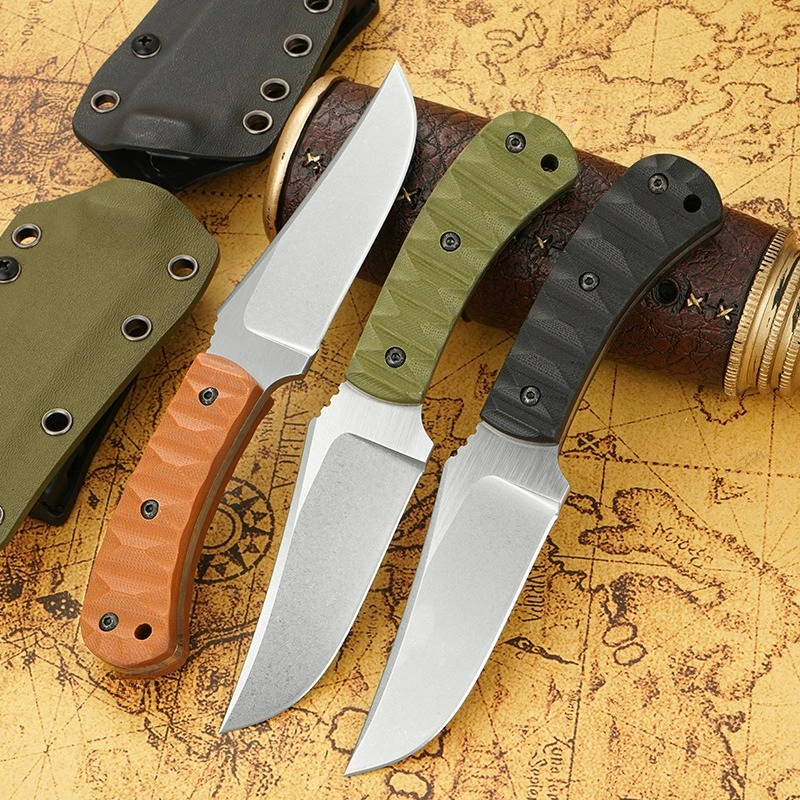 

straight knife with sheath fox DC53 steel blade G10 Handle edc multitool knives utility kitchen cutting outdoor pocket knife