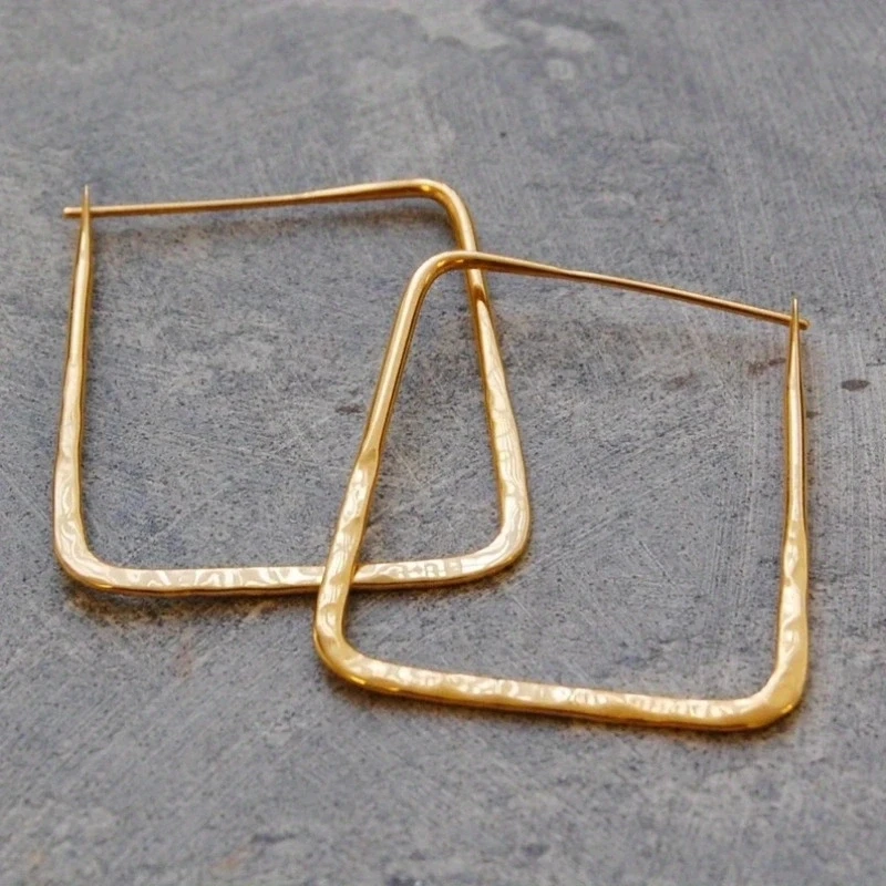 

Vintage Originality Gold Color Metal Geometry Square Dangle Earrings for Women Jewelry