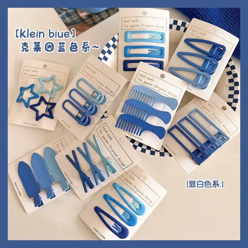 

3pcs/lot Blue Color Basic Snap Baby Hair Drop Clips Girls Spring Autumn Color Hair Clamp Pin Star Hairpin BB Barrette Kids Girls