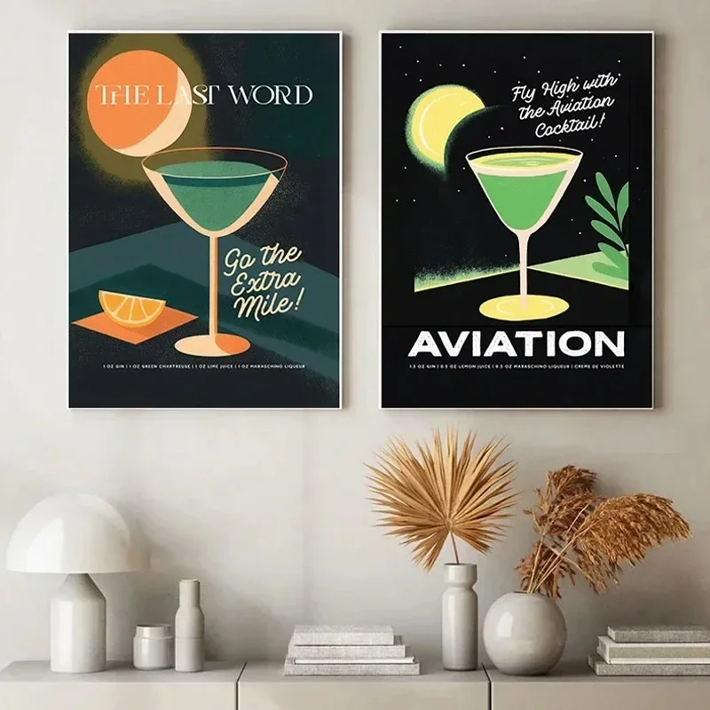 Vintage Canvas Painting Tiki Bar Poster Cocktail Mojito Summer Print Poster Wall  Decor House Bar Restaurant Home Decoration