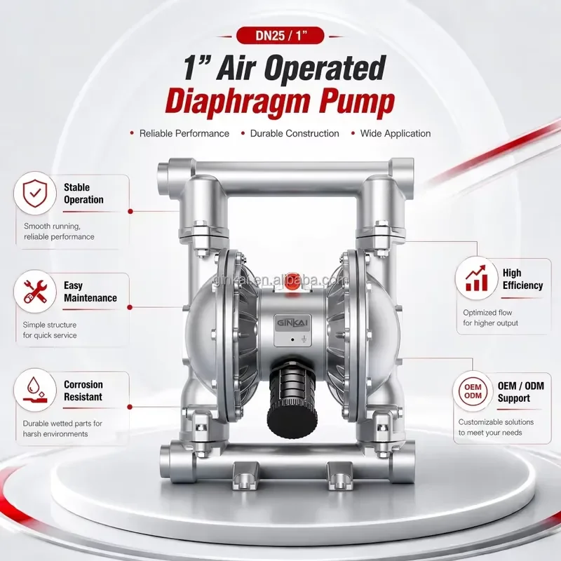 

1 Inch 25mm Full 304/316/316L Stainless Steel Pneumatic Double Diaphragm Pump for Fuel Oil Water Transfer