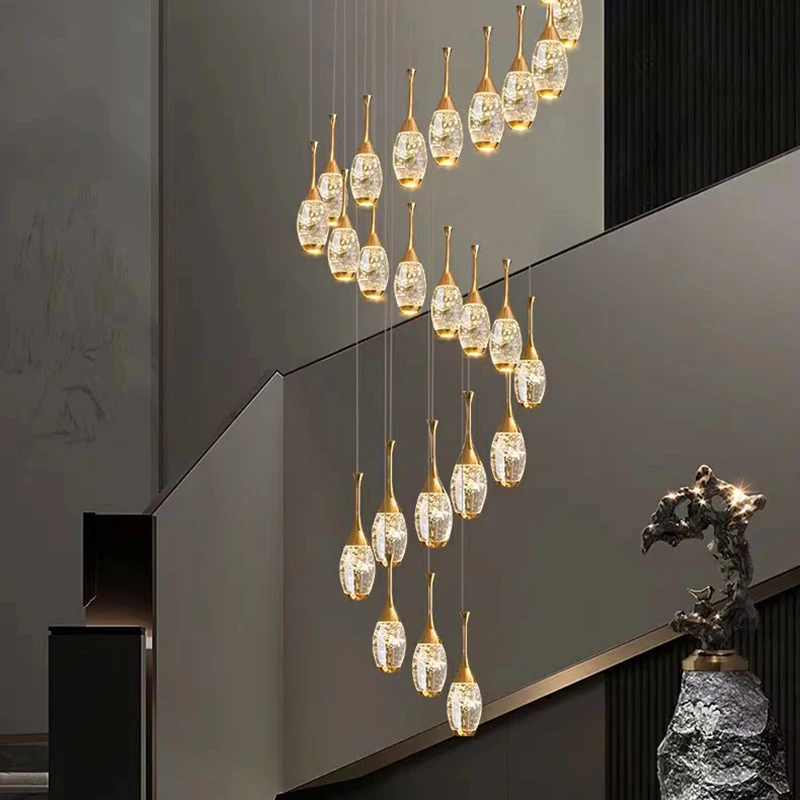 Imagem -02 - Modern Crystal Chandelier For Home Decoration Stair Pendant Lamp Living Room Pendant Lights Iluminação Interior