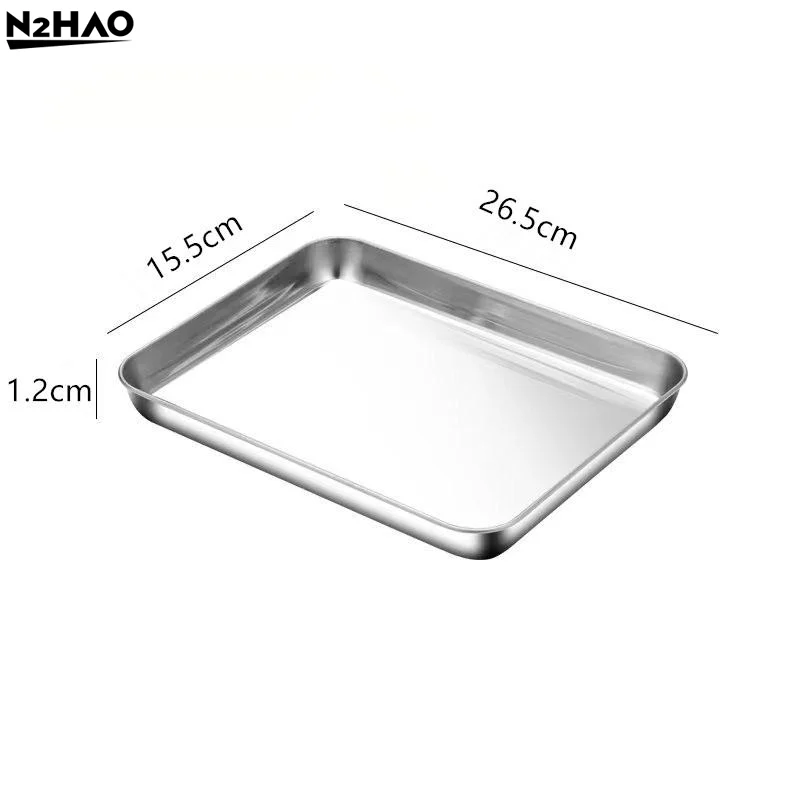 1Pc Liangpi Piatto Per Uso Domestico In Acciaio Inox Vermicelli Piatto Addensato Rettangolare Fondo Piatto Liangpi Piatto Barbecue Piatto