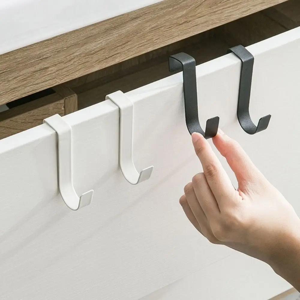 

4Pcs Hole Free S-Shaped Stainless Steel Hook Simple Durable Door Back Storage Rack Multi-functional Door Back Hook Kitchen