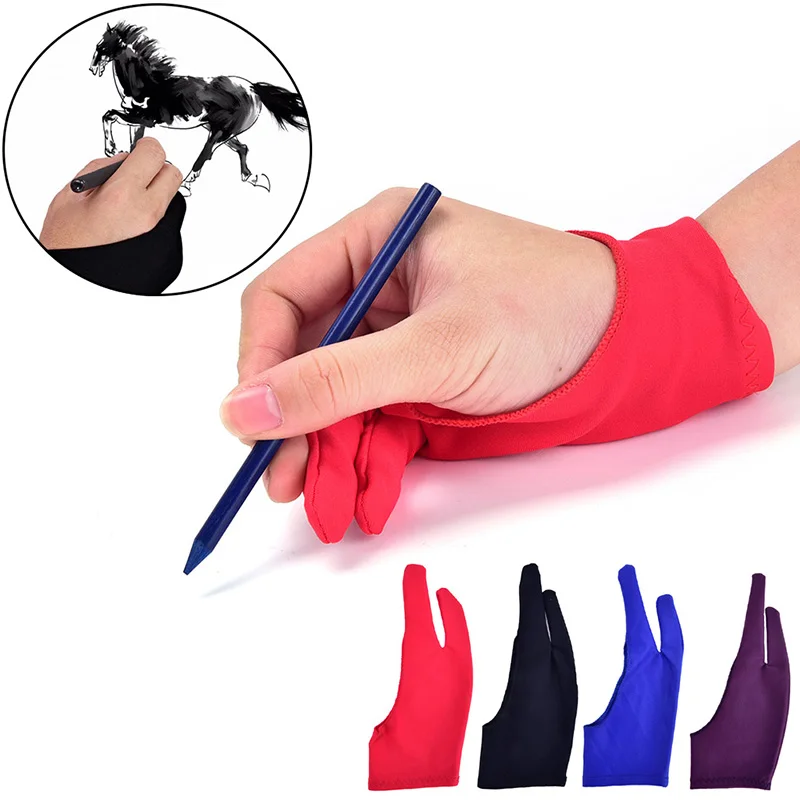 1pc Two Finger Anti-fouling Glove For Artist Drawing & Pen Graphic Tablet Pad