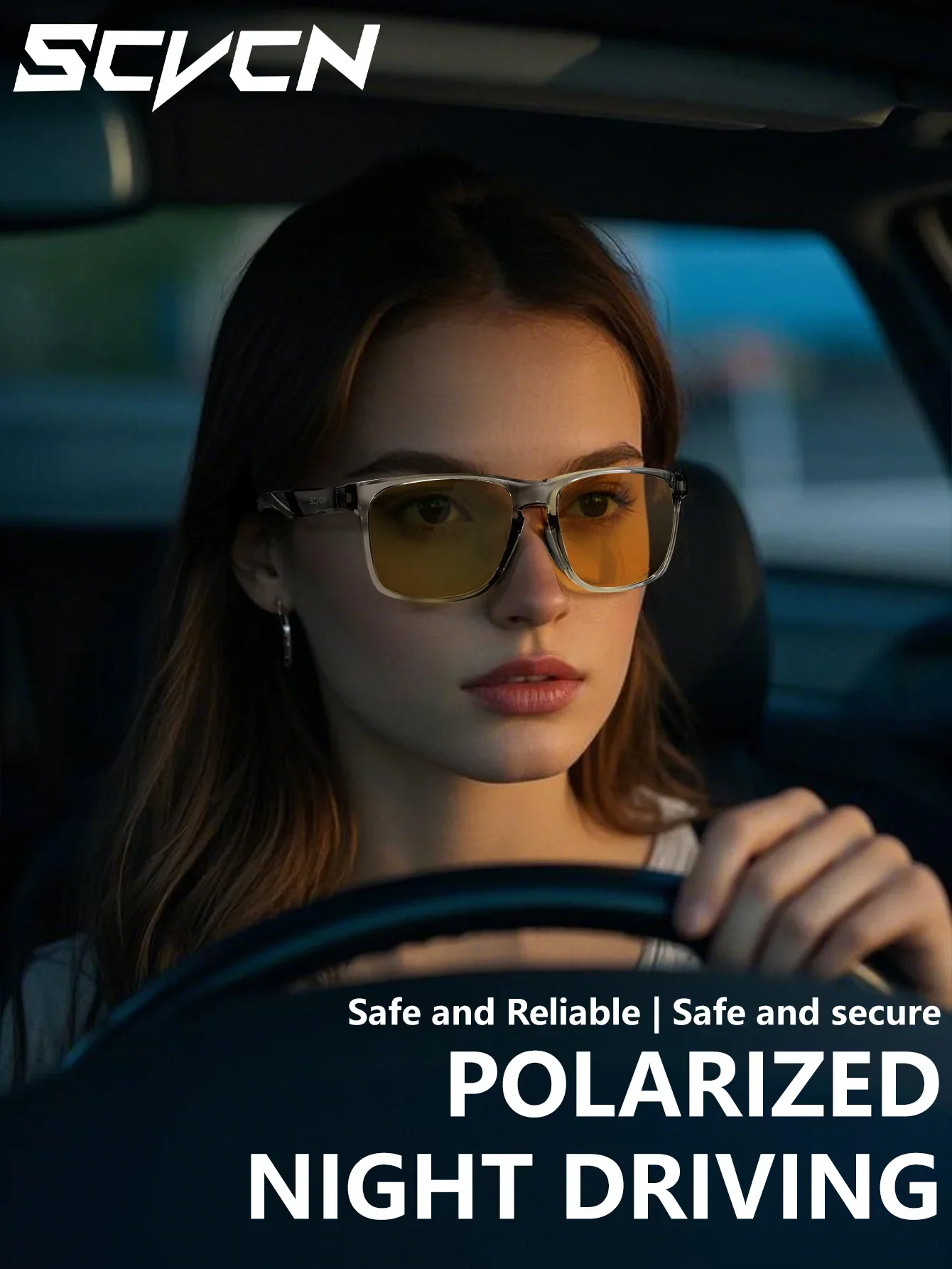 SCVCN Polarisierte Nachtfahrbrille mit Gelben Gläsern, Blendschutz für Angeln, Radfahren, Outdoor-Sport, Camping und Laufen – Detail 4