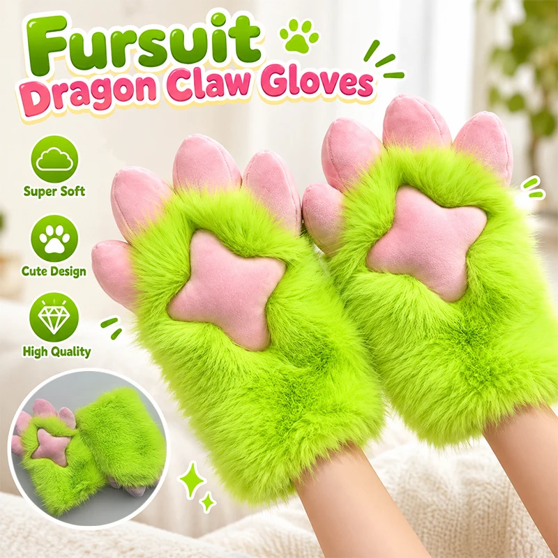Cartoon Dragon Claw Gloves Furry Animal Claw Fursuit Accessories Kawaii Gloves Anime Game Comic Cosplay Gloves Halloween Props