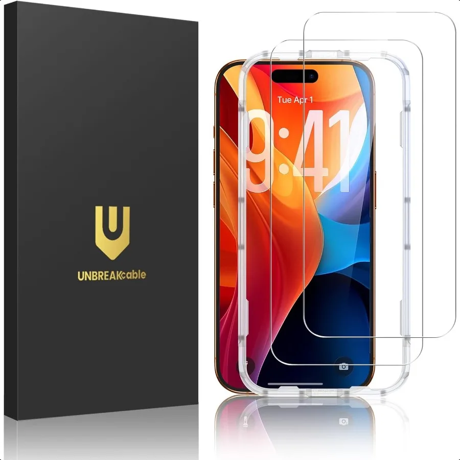 

Защитная пленка для экрана iPhone 17 Pro Max, 2 шт., двойное небьющееся закаленное стекло [простая установка] [9H Hardn] [99, HD Clear]