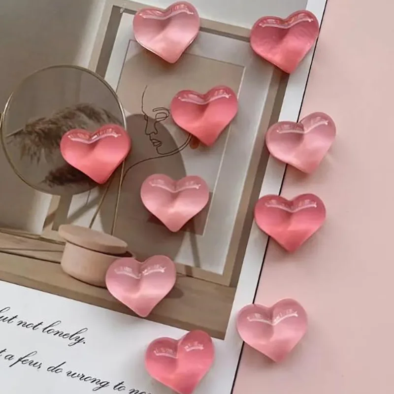 6pcs Heart Shaped Refrigerator Magnets Set Strong Plastic Water Ripple Design Magnetic Whiteboard Picture Fridge Accessories