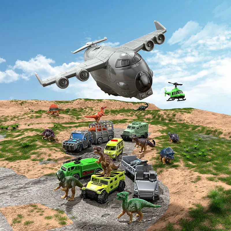 

Children's Toy Car Model Set, Featuring 3 Themes: Aviation Aircraft, Dinosaur Transport, and Military Vehicles, Optional, with a Variety of Different Cars and Airplanes, Is a Perfect Gift for Boys and Girls Aged 3-12 for Birthdays, Christmas, Children's D