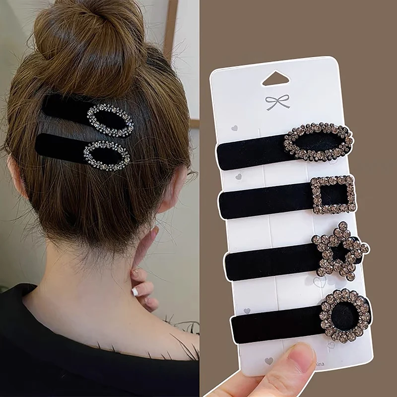 Korean Style Vintage Classic Shiny Rhinestone BB Clip Hairpin Temperament Fashion Side Clip Star Geometric Shape Bangs Clip