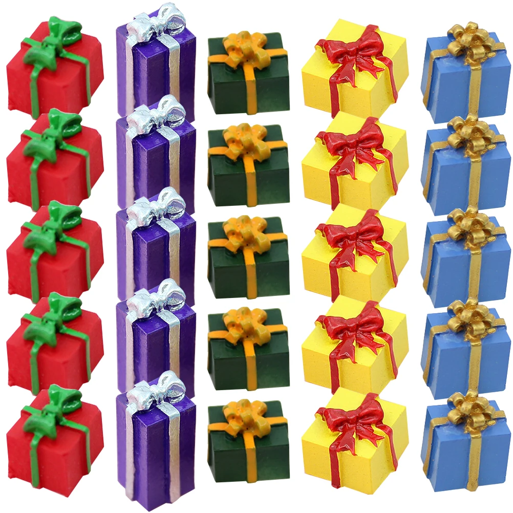 

40 Pcs Resin Gift Box Decorations Miniature Figurines Christmas Accessories Craft Ideas DIY Present Boxes