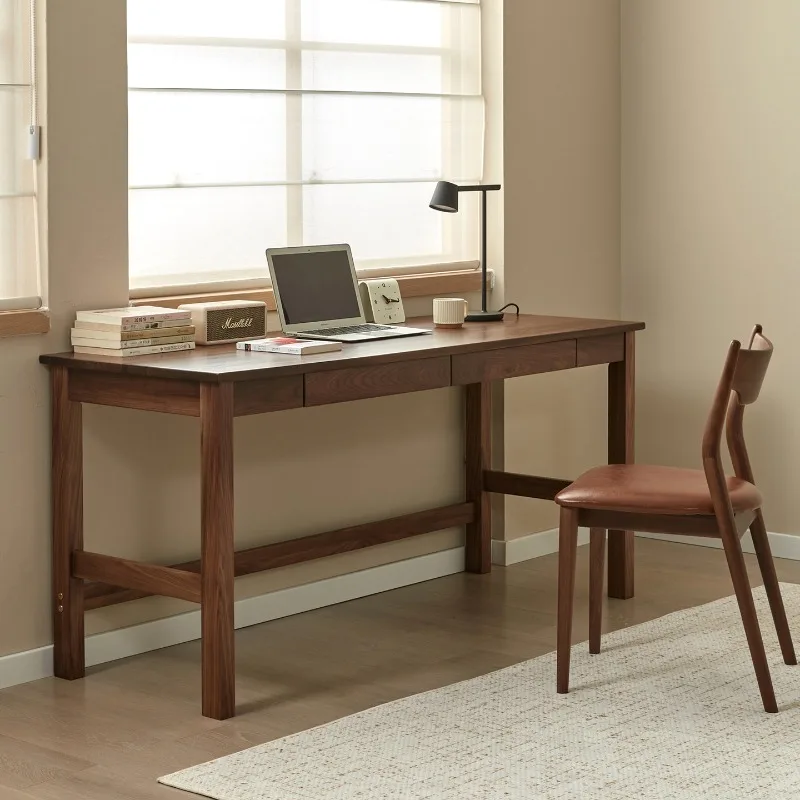 North American black walnut solid wood strip desk double study office log workbench computer writing study table
