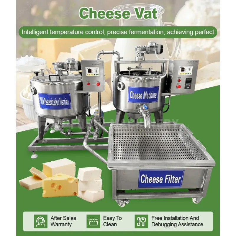 Fully Automatic Complete Mozzarella Cheese Production Line Mini Cheese Making Equipment 100L-1000L Cheese Vat Machine for Sale
