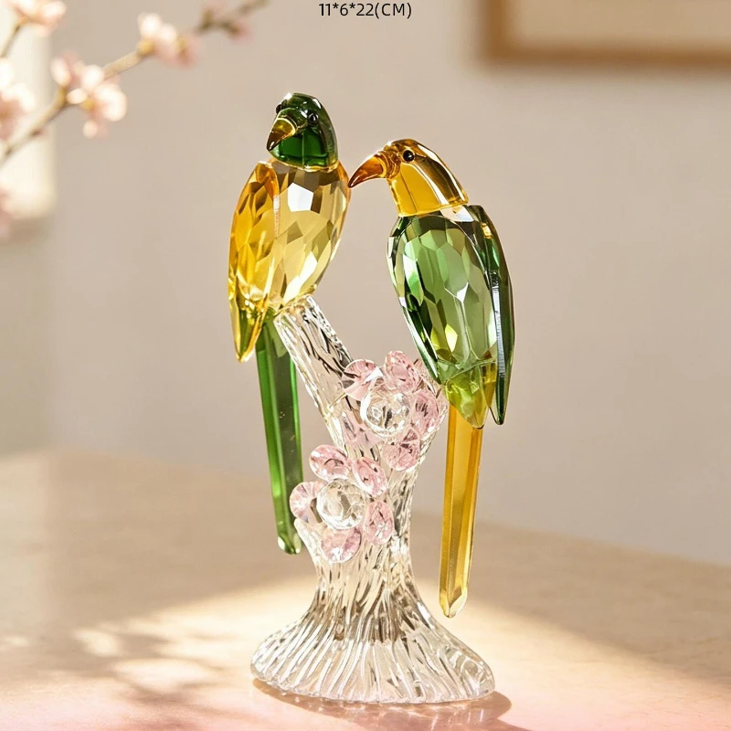 Luxury Crystal Magpie Figurine, Creative Living Room Ornament, Elegant Home Decor, Wedding Housewarming Gift Keepsake Sculpture.