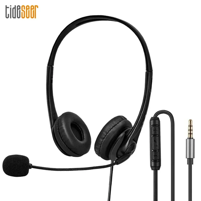 50pcs/lot 3.5mm Stereo Over-Ear Gaming Headphone Headset Headband with Mic Volume Control for Computer PC Smart Phone