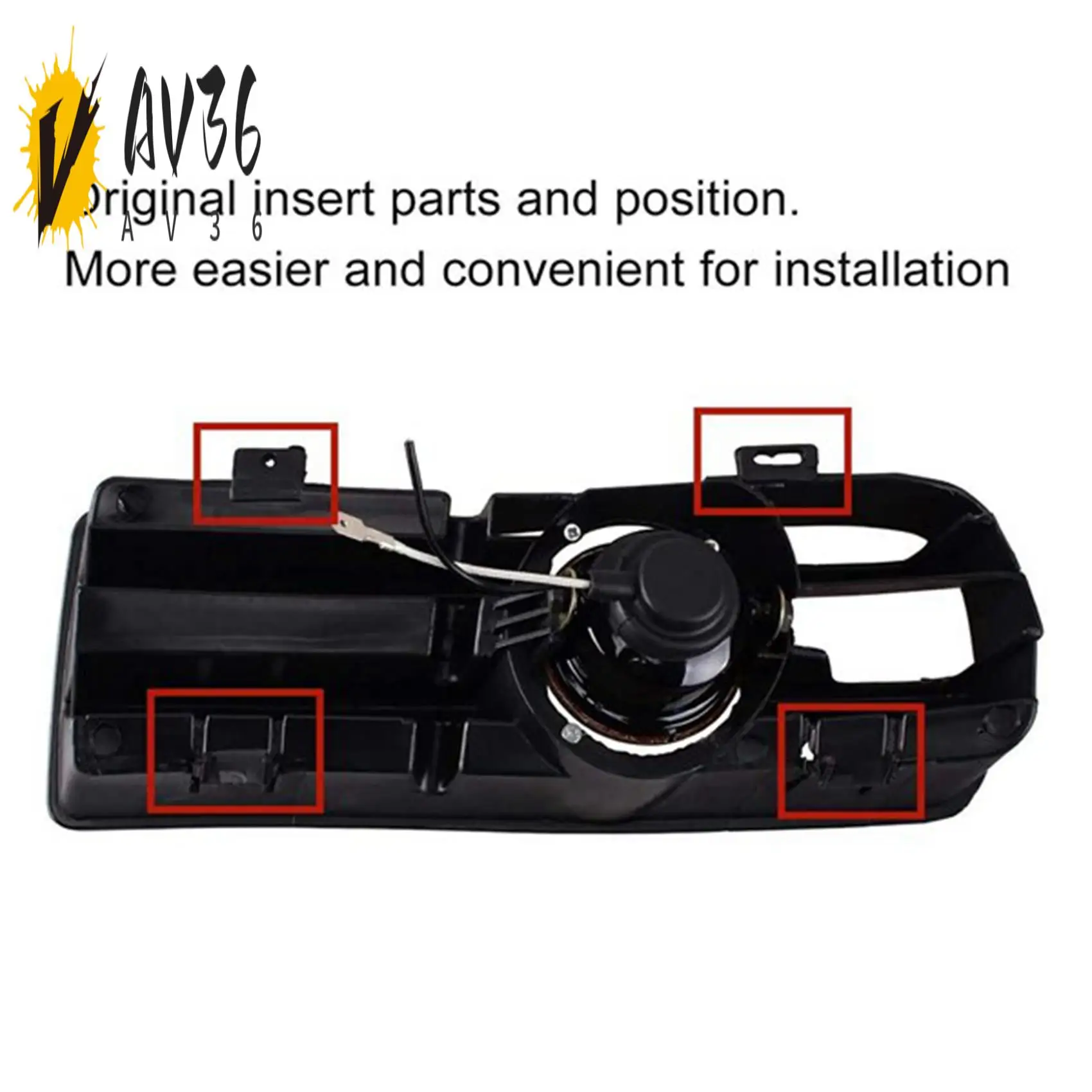 

AV36-1 Pair Grill Fog Lights Grille LED Lamp With Wire Kit Yellow For Golf MK4 1998-2004