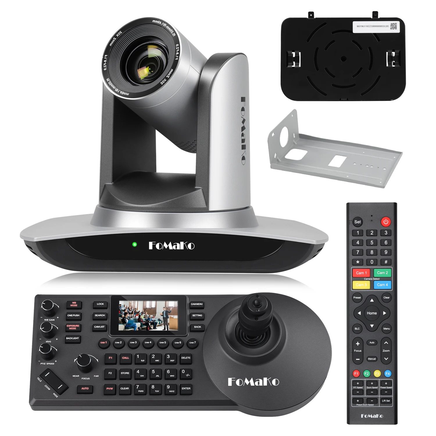 FoMaKo AI Auto Tracking HDMI PTZ Camera Kit 20x Optical Zoom for Church Services Worship Education + KC608 Pro PTZ Controller