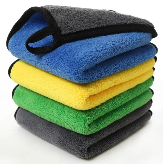 Microfiber Cleaning Towel Thicken Soft Drying Cloth Car Body Washing Towels Double Layer Clean Rags Car Accessories 1-10 pcs