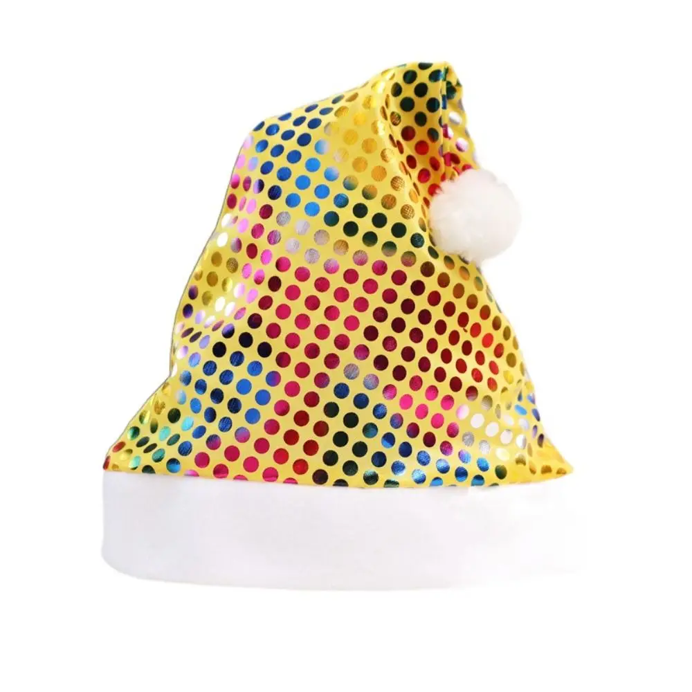 

Printed Beads Christmas Hat with Plush Ball New Year Dress Up Santa Claus Hat Velvet Merry Christmas Decoration Plush Beanie