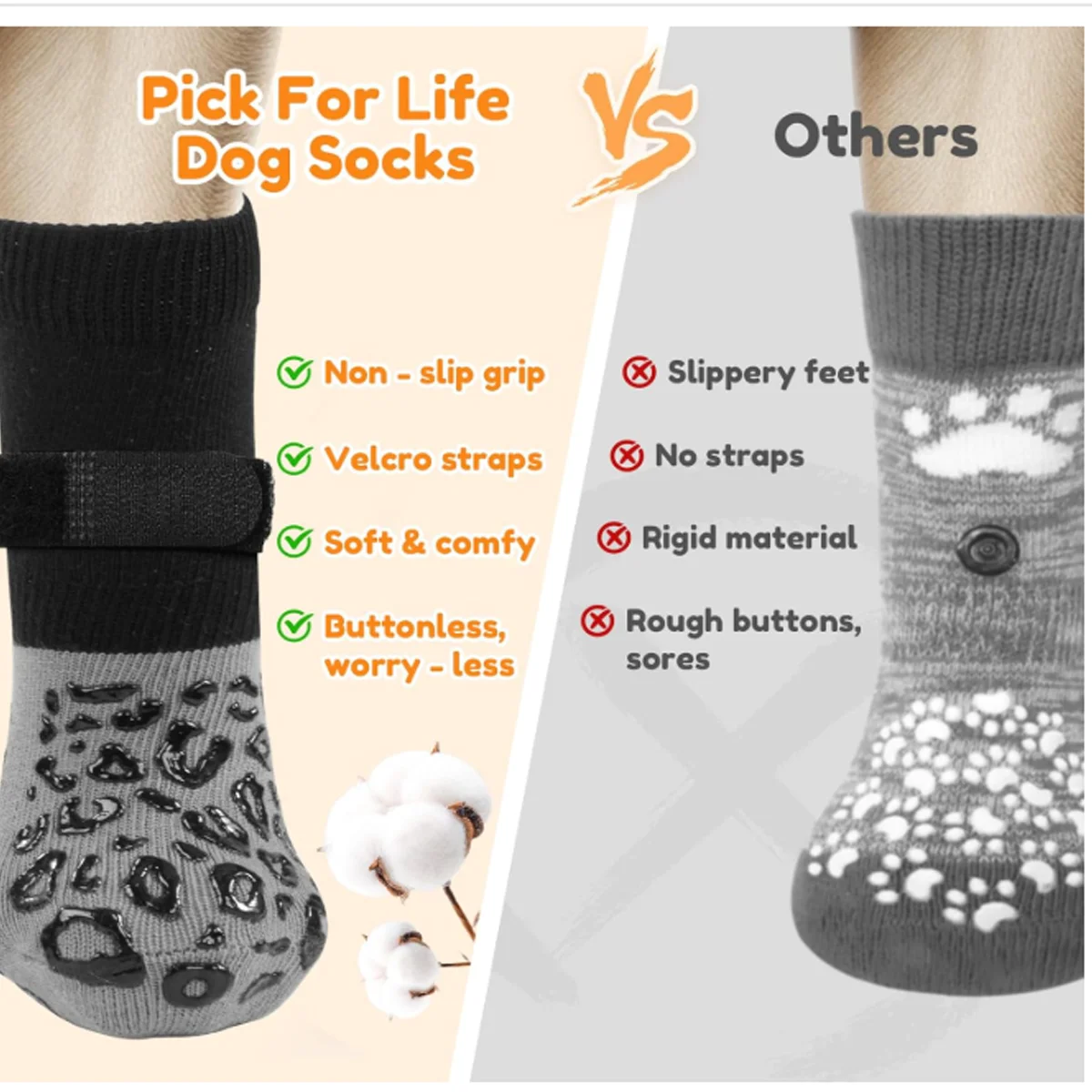 4 Pcs Waterproof Anti-slip Dog Socks, Suitable For Dogs & Cats Indoor Outdoor Wear Designed For Don't Like Shoes And Older Pets view 5