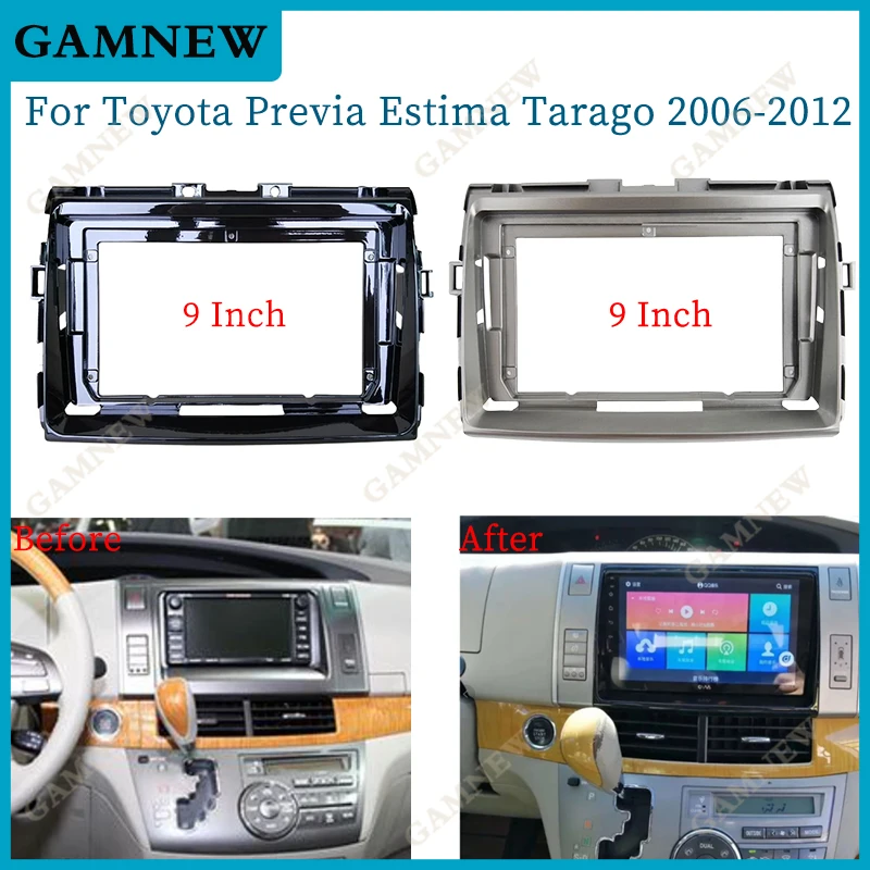 9 Inch Car Frame Fascia Adapter Android Radio Audio Dash Fitting Panel Kit For Toyota Previa Estima Tarago 2006-2012