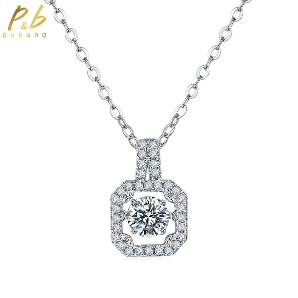 

PuBang Fine Jewelry for Women Engagement Wedding Gift Real 925 Sterling Silver Moissanite Diamond Pendant Necklace Free Shipping