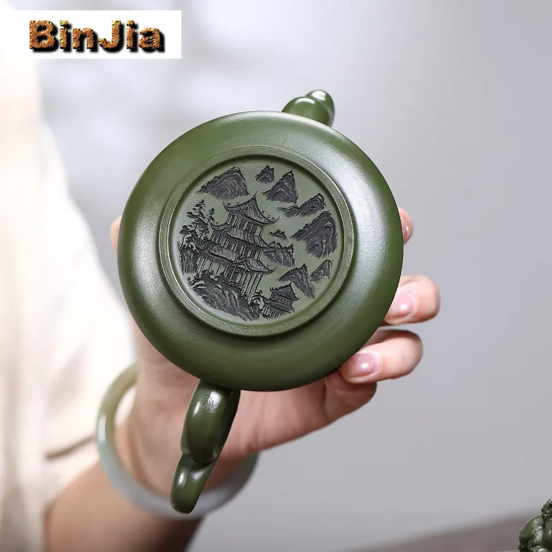 260ml Traditional Yixing Purple Clay Teapot Handmade Dragon Turtle Pot Raw Ore Green Mud Tea Brewing Kettle Chinese Zisha Teaset #6