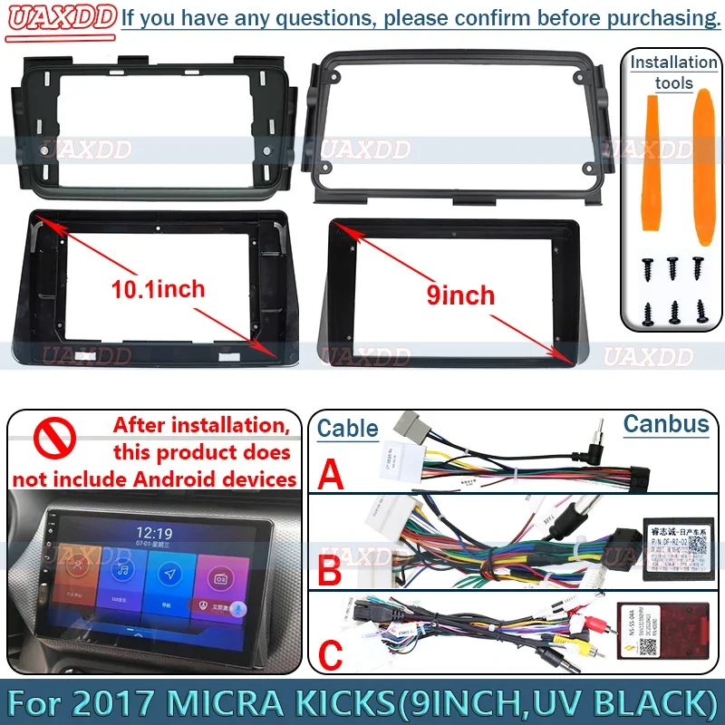 

For Nissan 2017 Kicks Micra 9 10inch Radio Android Stereo Frame Panel Fascia Dashboard Cable Harness Navigation Canbus Adapter