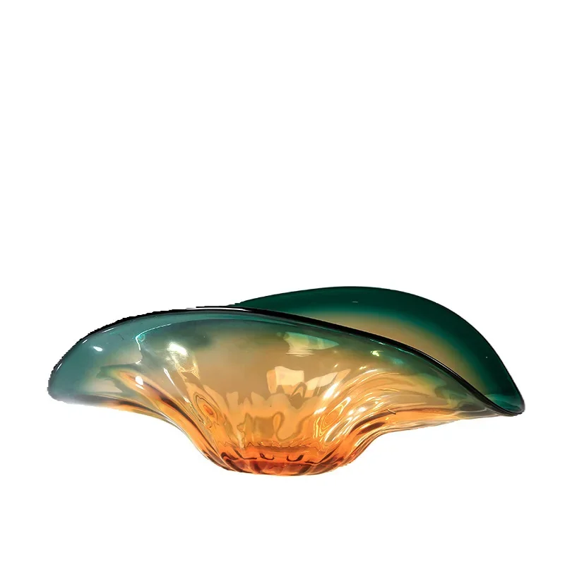 Light luxury fan-shaped glazed oversized fruit plate, modern living room, sales office, hotel lobby coffee table