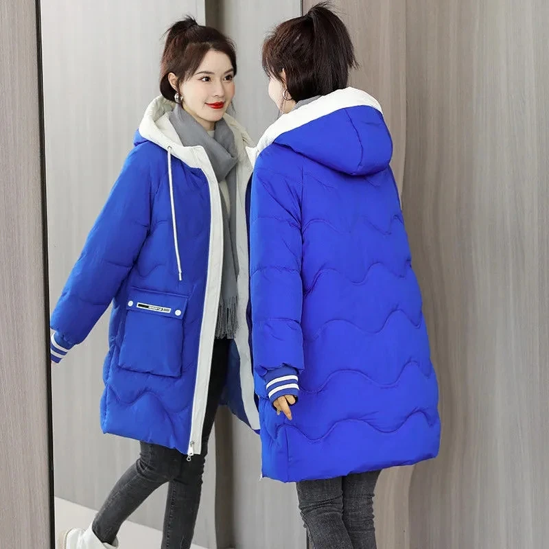 Parkas femininas soltas com capuz, jaqueta acolchoada, casaco grosso de algodão, estilo coreano, outwear feminino, quente, inverno, novo, 2022