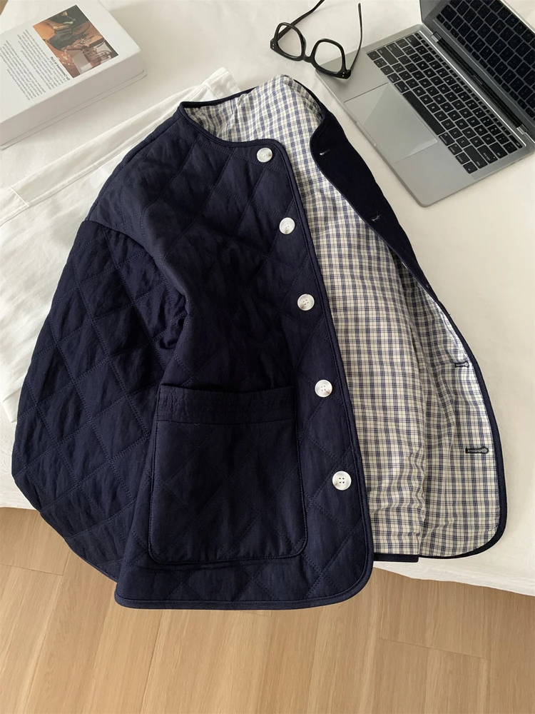 

Высококачественный свободный легкий хлопковый джерт в европейском стиле для женщин, круглый стеганый осенне-зимний модный универсальный топ