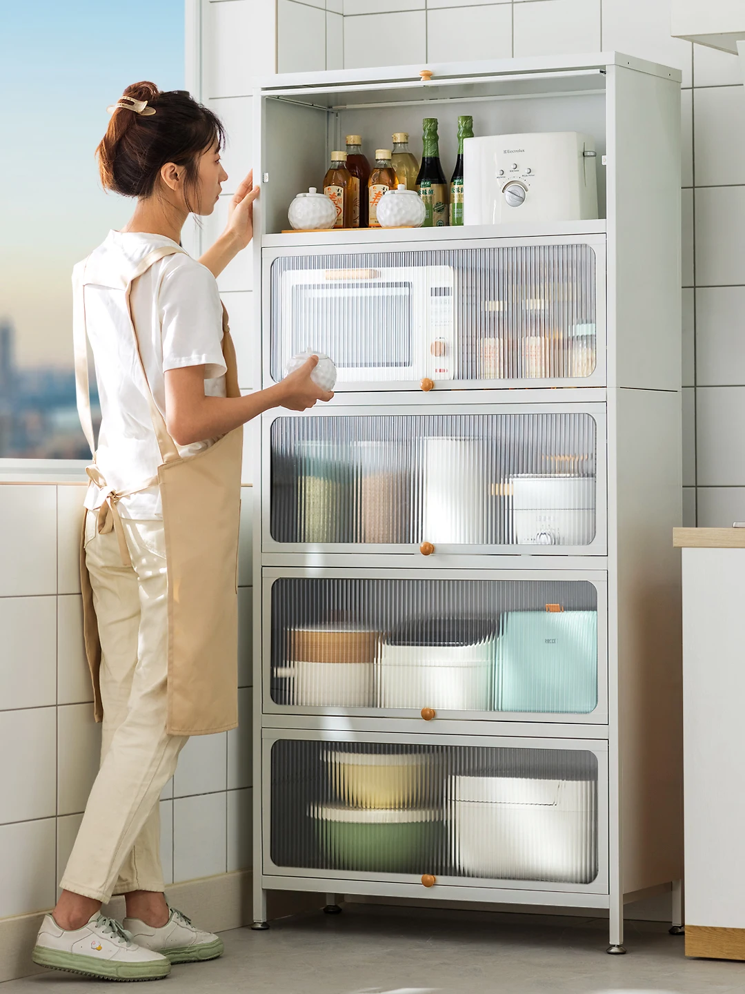 

Kitchen storage rack, multi-layer storage rack, sideboard cabinet, microwave oven, dishes, multifunctional