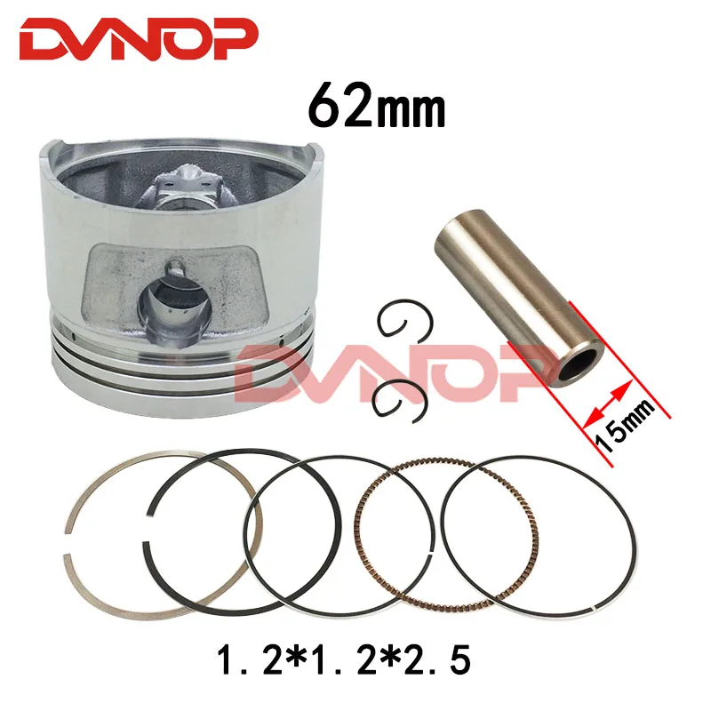 Motorcycle 62mm Piston 15mm Pin Ring 1.2*1.2*2.5mm Set For CG150 ZJ150 CG ZJ 150 150 ZJ125 TO 150cc Egine Spare Parts