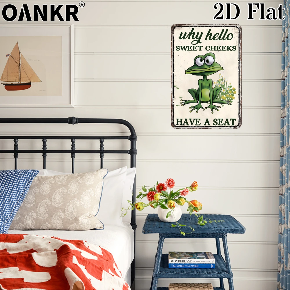 Retro Frog Bathroom Metal Tin Sign, Funny 