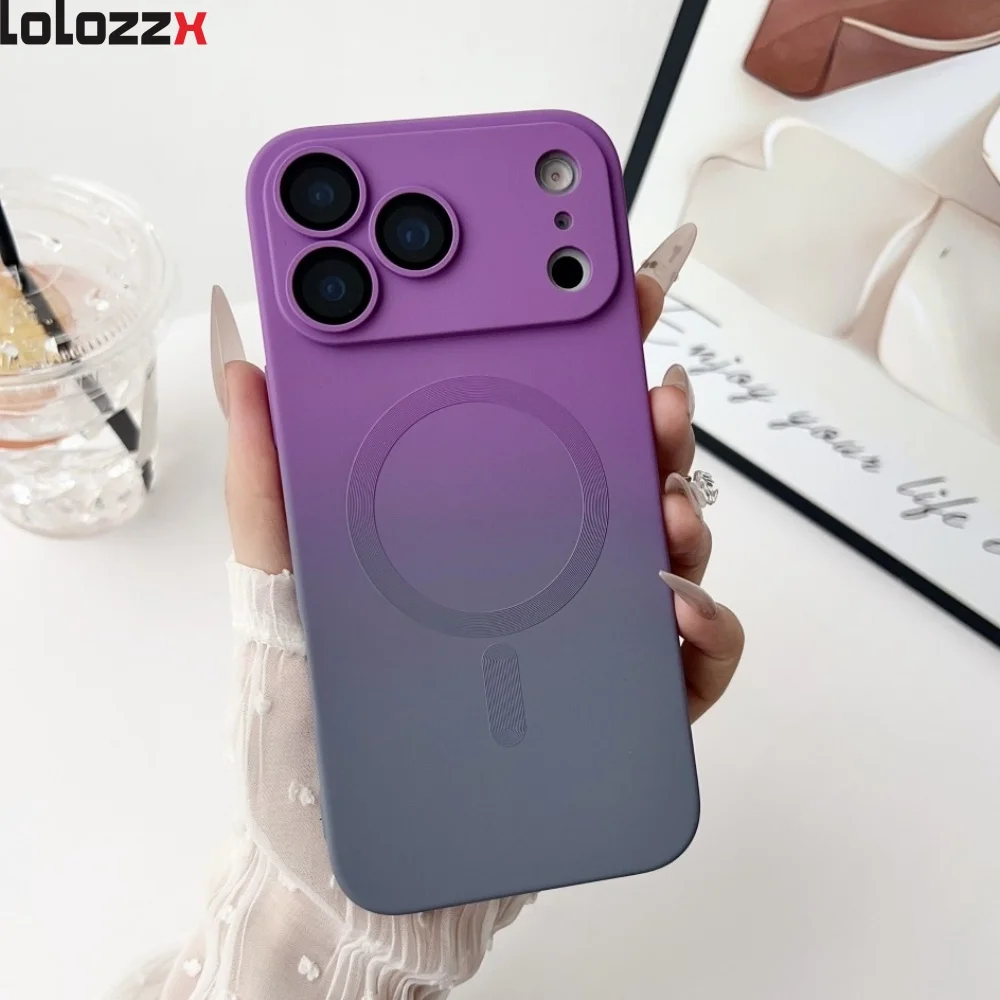 

Двойной цветной градиентный магнитный силиконовый чехол для iPhone 17 Pro Max 17Air 16 17 Pro 15 14 Plus 13 12 11 Pro Max Magsafe Cover