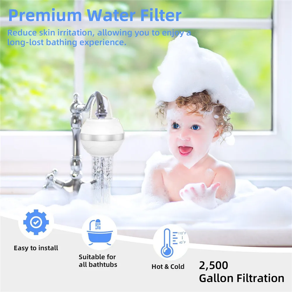 8-layer Bath Ball Filter Faucet Filter for Bathtub Water Softener Purifier Remove Pollutants Chlorine Fluoride Water Filtration