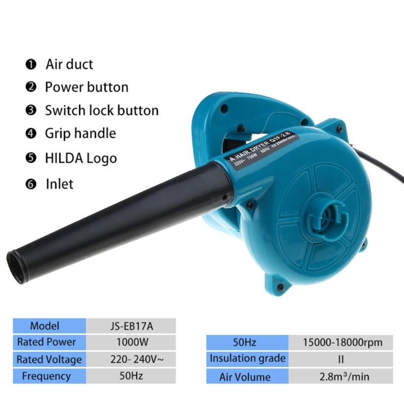 Multifunctional Blower 2-in-1 Electric Air Blower Vacuum Cleaner 1000w 220v Gift