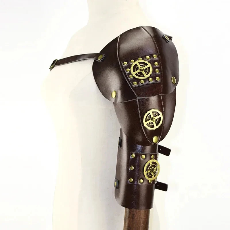 Nuevo Disfraz de Halloween, Estilo Steampunk, Protector de Brazo, Engranaje Retro, Mecánico, Medieval, Cyberpunk, Armadura de Hombro de Cuero, Arquero Sh2026 ★
