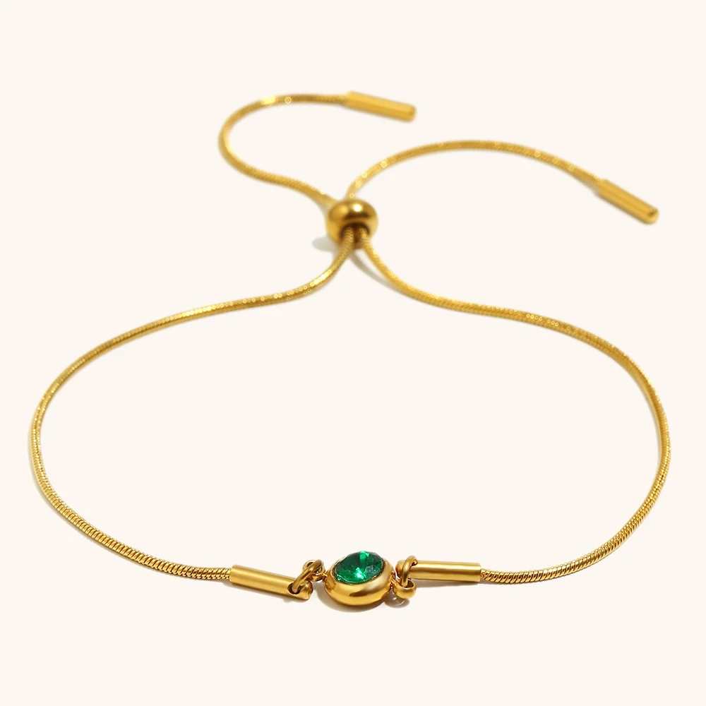 Pull-out Snake Chain Colored Zircon Bracelet, Fashionable Gift