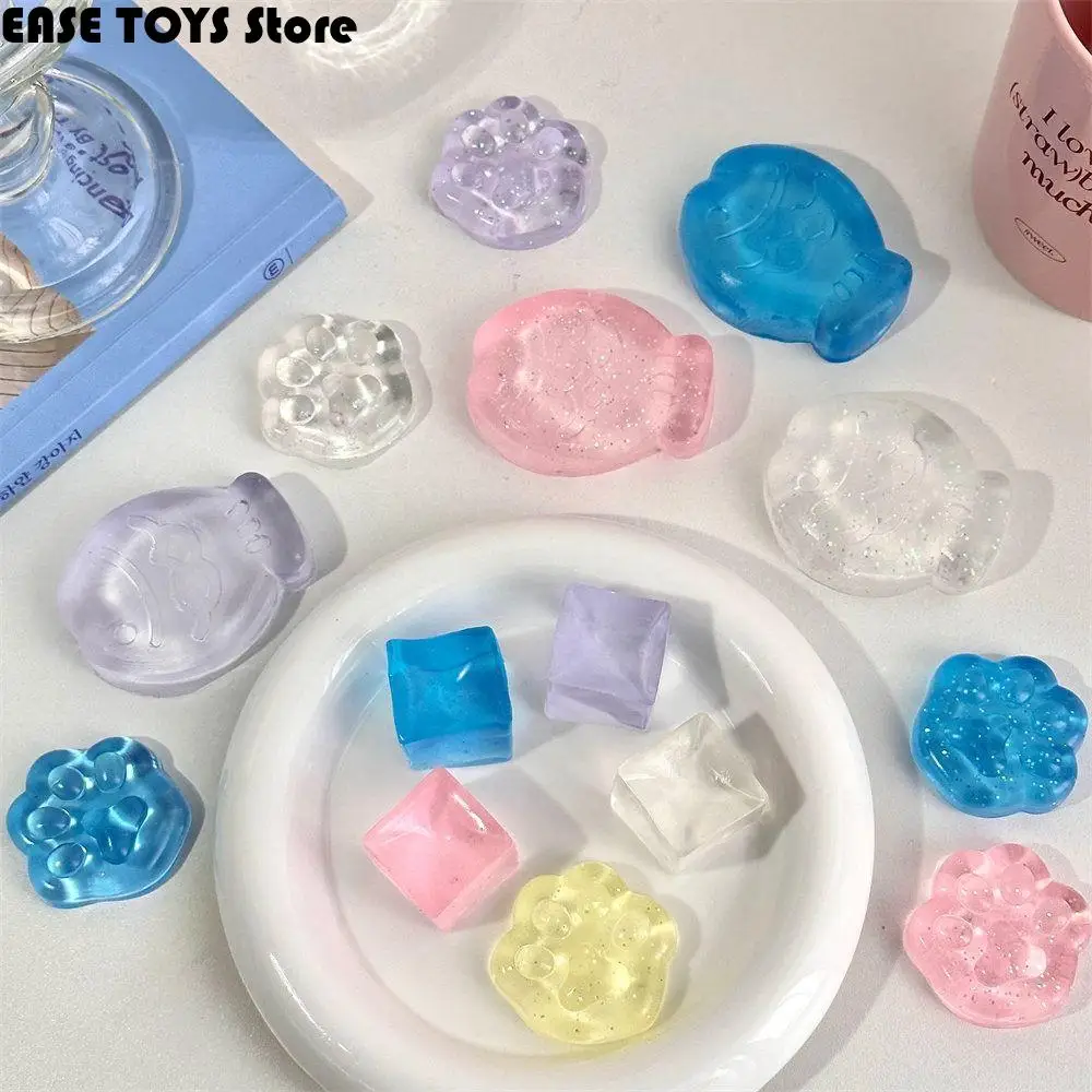 

New Fidget Toys Mini Squishy Toys Mochi Ice Block Anti-Stress Ball Kawaii Transparent Cat Paw Fish Stress Relief Squeeze Toys