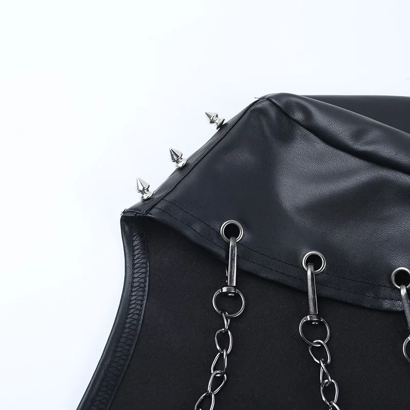 고딕 PU 가죽 재킷 할로윈 이너웨어 펑크 롱 아우터웨어 청소년 패션 중국산