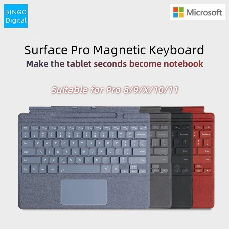

Лето 2022, новая магнитная Bluetooth-клавиатура Surface Pro 8/9/X/10/11 с гнездом для ручки, беспроводная сенсорная клавиатура разных цветов