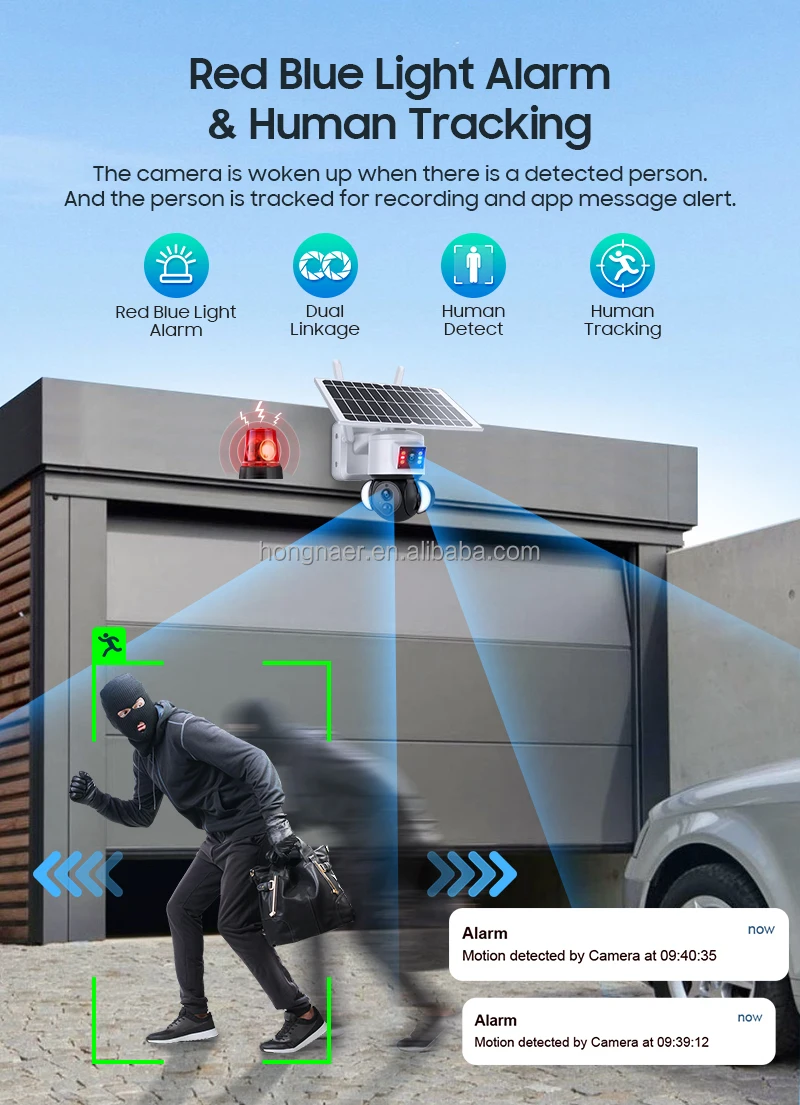 Hongnaer 6MP للرؤية الليلية مقاوم للماء الطاقة الشمسية اللاسلكية واي فاي الأمن CCTV IP كاميرا Ubox عدسة مزدوجة في الهواء الطلق واي فاي كاميرا تعمل بالطاقة الشمسية #5