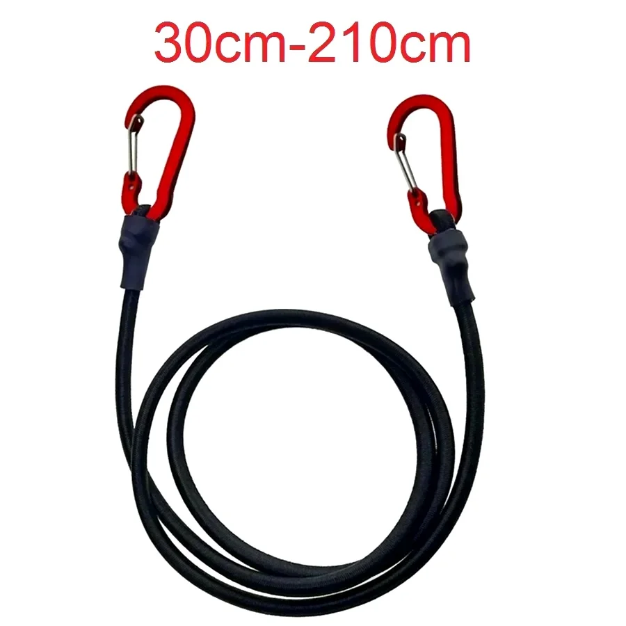 30-210cm 8mm Packing Ropes Outdoor Elastic Bungee Cords with Red Hooks Stretch Lightweight for Bikes Car Luggage Roof Rack Strap